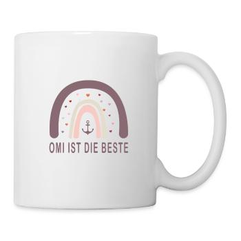 OMI ist die BESTE! Regenbogen, personalisierbar - Tasse - Weiß - Rechts