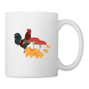 Coq Automne Oiseau Birdwatcher Halloween Effrayant - Mug blanc - blanc - Droite