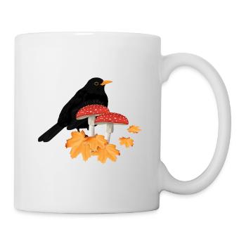 merle d’automne oiseau ornithologue Halloween - Mug blanc - blanc - Droite