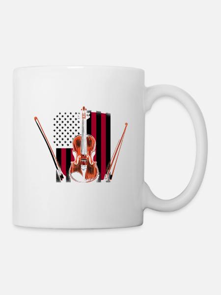 Drapeau américain USA Instrument violoniste Viole de viole - Mug blanc - blanc