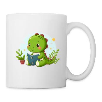 Dino lit un livre - Mug blanc - blanc - Droite