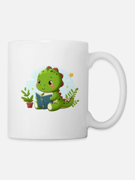 Dino lit un livre - Mug blanc - blanc