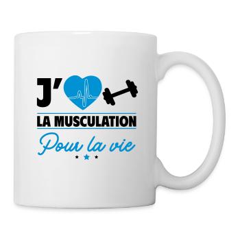 J'aime la musculation pour la vie - Mug blanc - blanc - Droite