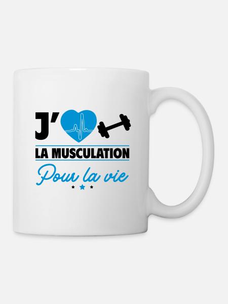 J'aime la musculation pour la vie - Mug blanc - blanc