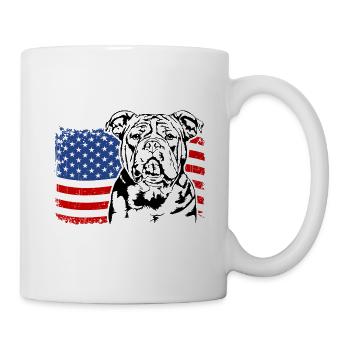 American XXL Bulldog US Amerika Fahne Wilsigns - Tasse - Weiß - Rechts