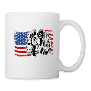 Cavalier King Charles Spaniel Drapeau de l’Amérique des États-Unis - Mug blanc - blanc - Droite