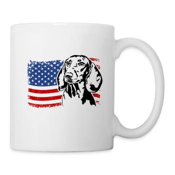 Dackel Dachshund US Amerika Fahne Hunde Wilsigns - Tasse - Weiß - Rechts