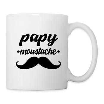 papy moustache - Mug blanc - blanc - Droite