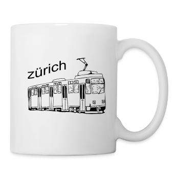 Tram in der Stadt Zürich Schweiz Geschenkidee - Tasse - Weiß - Rechts