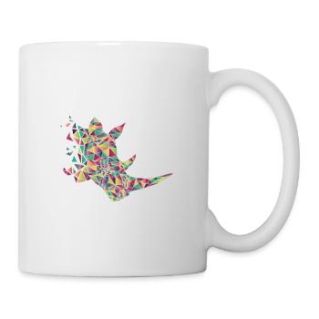Rhino géométrique, origami, coloré - Mug blanc - blanc - Droite