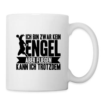 Handballer Ich Bin Zwar Kein Engel Aber Fliegen Ka - Tasse - Weiß - Rechts