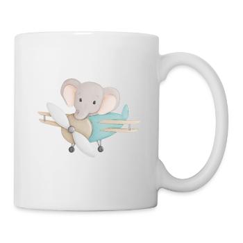 Elefant im Flugzeug - Tasse - Weiß - Rechts