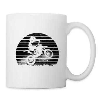 Motocross Retro Sunset Motorradfahrer Biker Enduro - Tasse - Weiß - Rechts