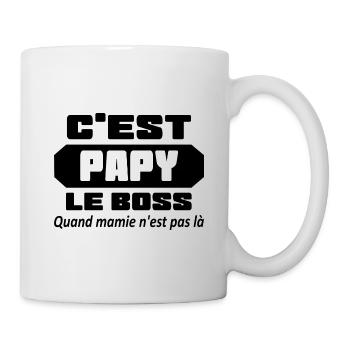 C'est papy le boss t-shirt humour idée cadeau - Mug blanc - blanc - Droite