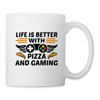 Life Is Better With Pizza And Gaming Video Game Pl - Tasse - Weiß - Rechts