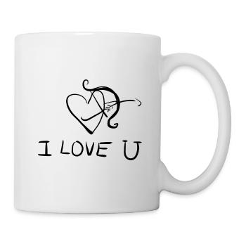 bow shooting arrow heart I love you - Mug - white - Right