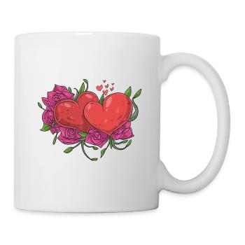 Hearts with flowers - Mug - white - Right