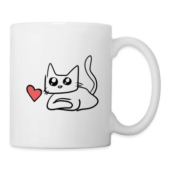 Katze Herz Symbol Süß - Tasse - Weiß - Rechts