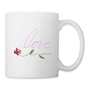 symbole de mot de fleur d’amour - Mug blanc - blanc - Droite