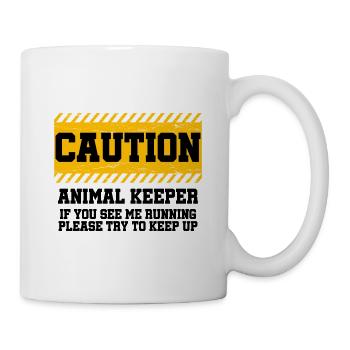 Caution Animal Keeper If You See Me Running Zoolog - Tasse - Weiß - Rechts