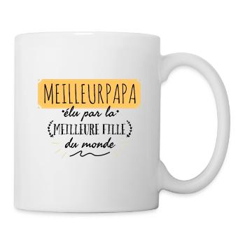 Meilleur papa élu par la meilleure fille du monde. - Mug blanc - blanc - Droite