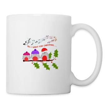 Rotkehlchen warten auf Weihnachten - Tasse - Weiß - Rechts