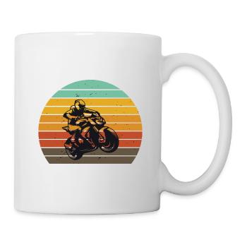 Motocyclisme au coucher du soleil - Mug blanc - blanc - Droite