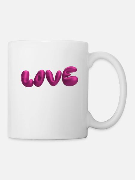 love,3d,buchstaben,ballon,3d,liebe,metallic - Tasse - Weiß