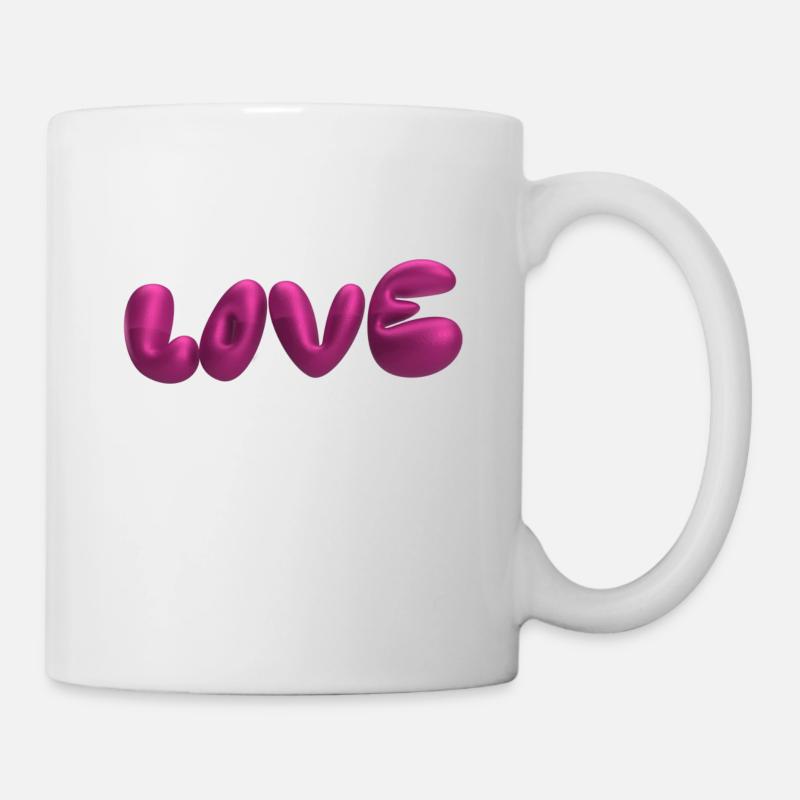 love,3d,buchstaben,ballon,3d,liebe,metallic - Tasse - Weiß