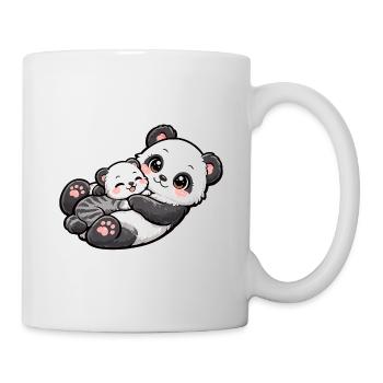 Maman panda se blottit contre son doux petit - Mug blanc - blanc - Droite