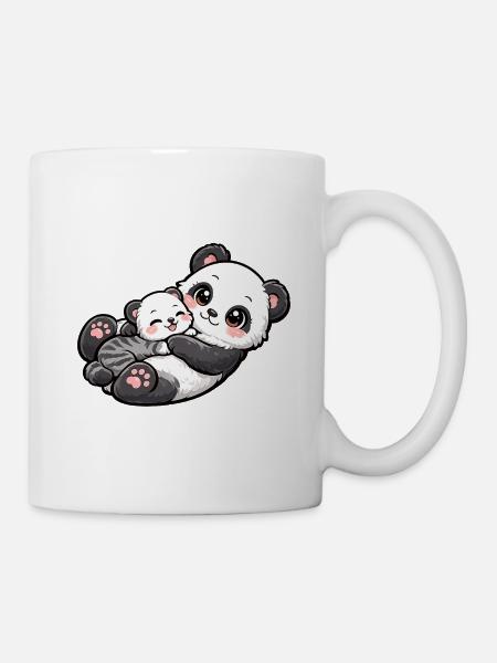 Maman panda se blottit contre son doux petit - Mug blanc - blanc