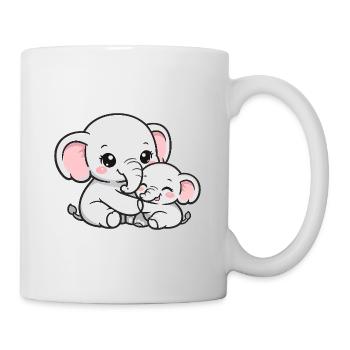 Elefantenmutter kuschelt mit ihrem kleinen Baby - Tasse - Weiß - Rechts