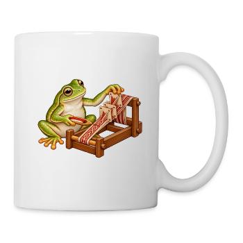Frosch webt mit Brettchen - Tasse - Weiß - Rechts