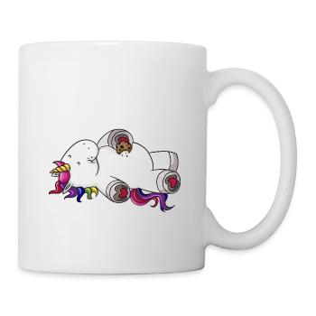 Mampfendes Comic Einhorn Regenbogen - Tasse - Weiß - Rechts