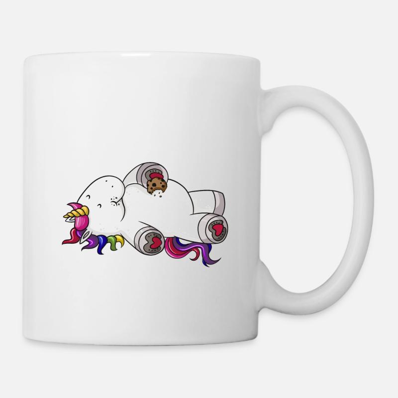 Mampfendes Comic Einhorn Regenbogen - Tasse - Weiß