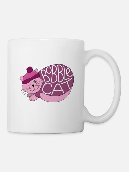 Bobble cat pink - Mug - white