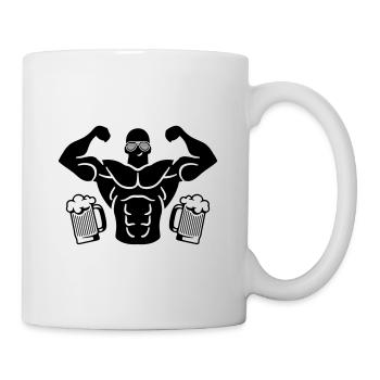 muskeln bier cool - Tasse - Weiß - Rechts