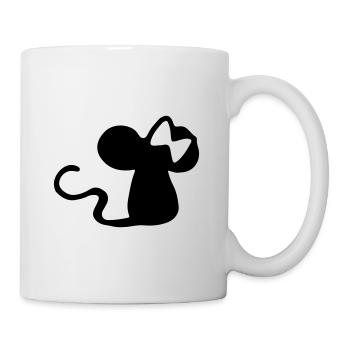 Mäuschen mit Schleife - Maus Geschenkidee - mouse - Tasse - Weiß - Rechts