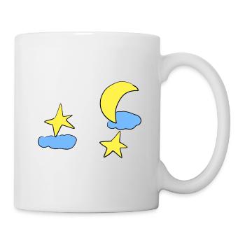 wolken sterne mond himmel nacht - Tasse - Weiß - Rechts