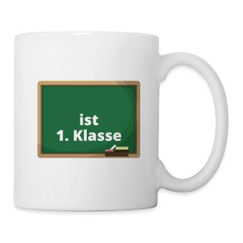 Schulanfänger Shirt mit Namen Erste Klasse Schule - Tasse - Weiß - Rechts