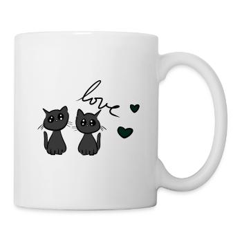 Les chats aiment les animaux doux Cœurs d’animaux gris - Mug blanc - blanc - Droite