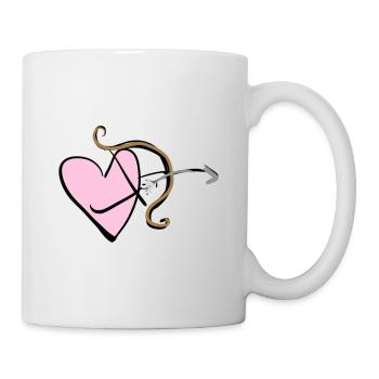 bow shooting arrow heart love symbol - Mug - white - Right