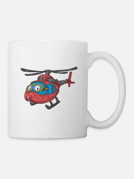 Hélicoptère avec visage - Mug blanc - blanc