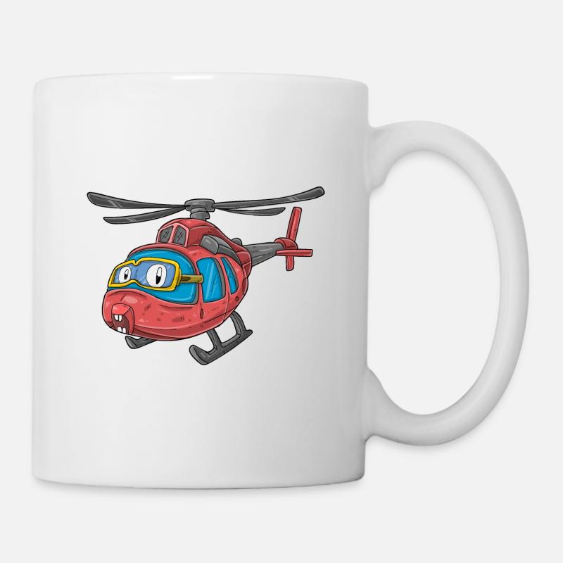 Hélicoptère avec visage - Mug blanc - blanc