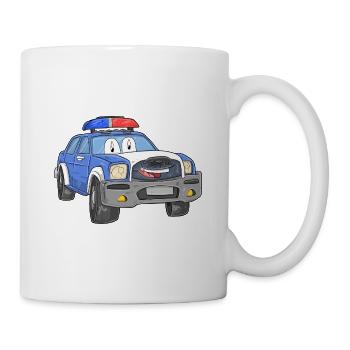 Polizeiauto mit Gesicht - Tasse - Weiß - Rechts