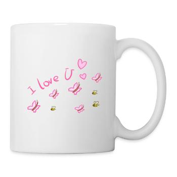 ich liebe dich schmetterling bienen - Tasse - Weiß - Rechts