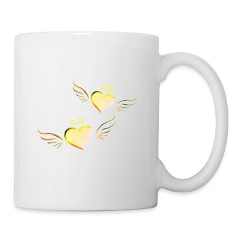 two golden hearts angel heart symbol - Mug - white - Right