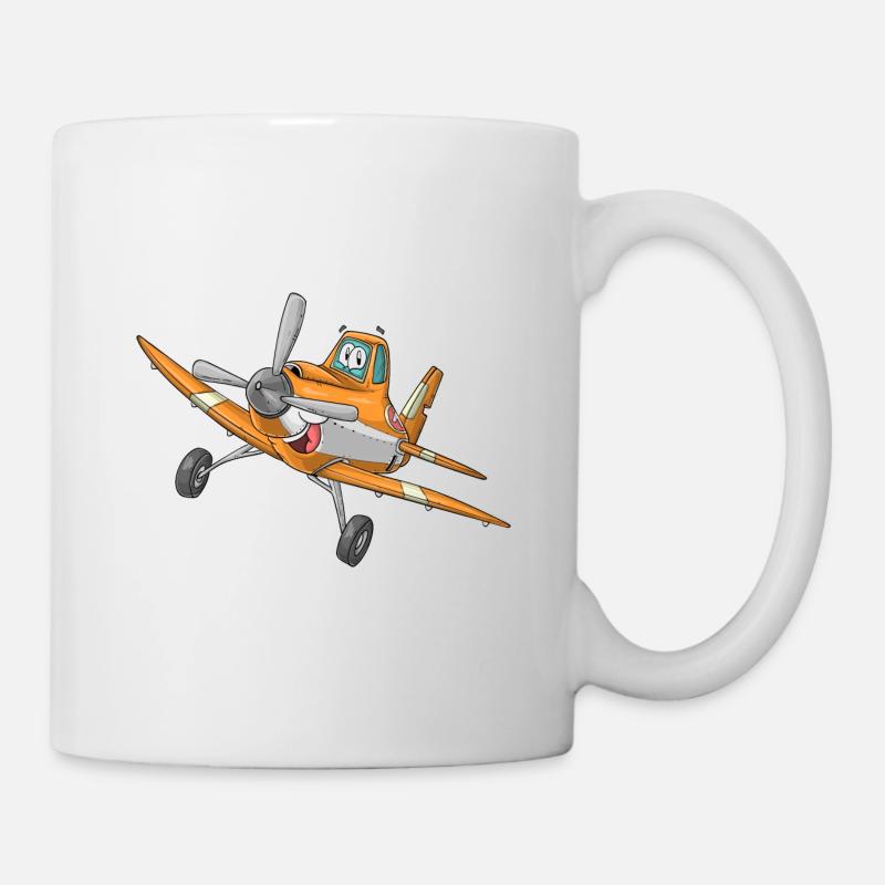 Avion avec visage - Mug blanc - blanc
