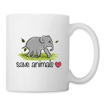 save animals animal elephant nature protection - Mug - white - Right