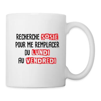 Recherche sosie du lundi au vendredi - Mug blanc - blanc - Droite